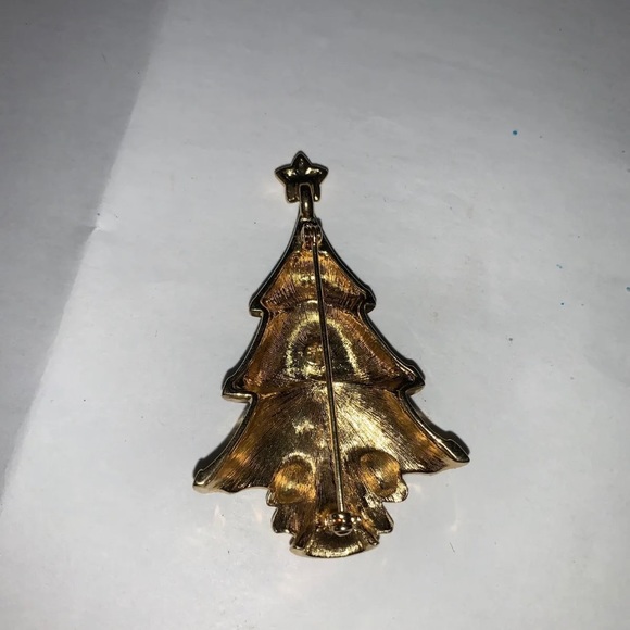 Gorgeous Christmas Tree Pin Brooch Signed FM Franklin Mint - Rhinestones - Picture 5 of 5